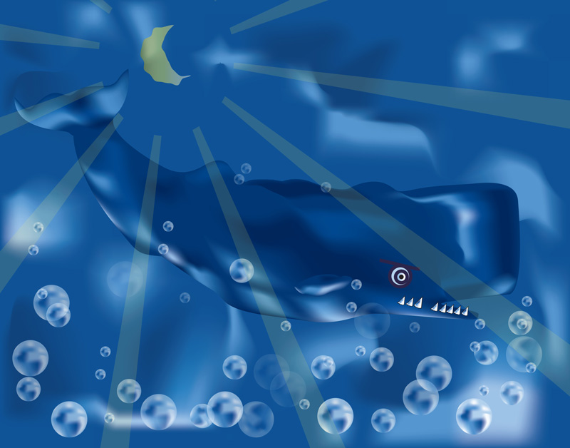 Vector illustration of the whale that swallowed Jonah. Inspired by Jonah Chapter 1.