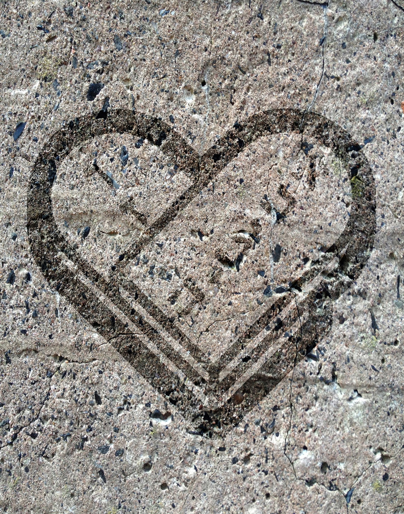 Digital illustration of God's Law of Love, symbolized by the two tablets of stone in the shape of a heart. 