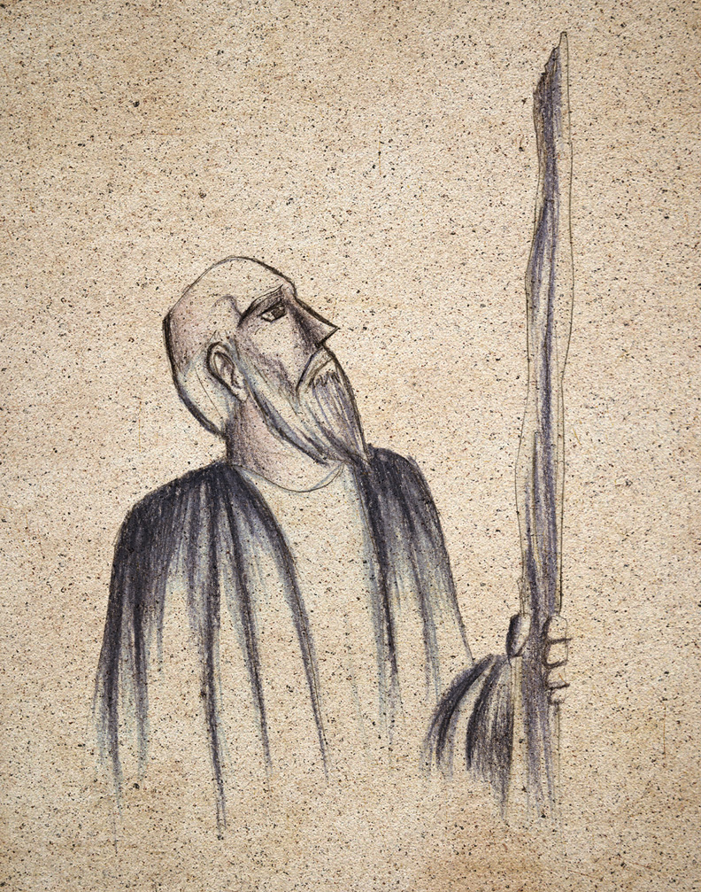 Pencil illustration of Abraham looking up at the stars. Inspired by Genesis Chapter 15.